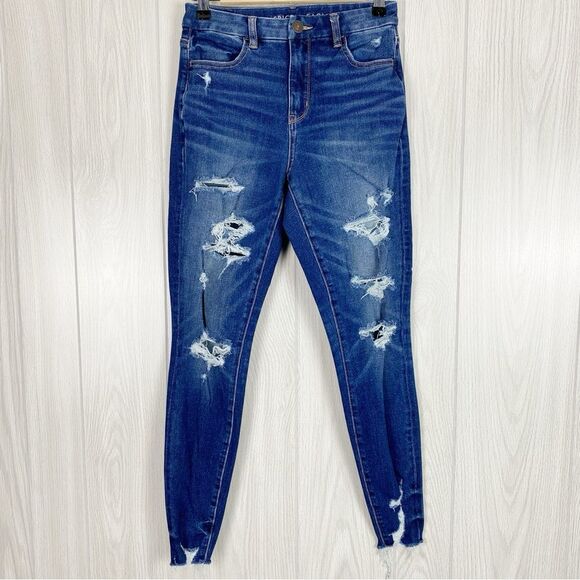 American Eagle | Medium Wash Distressed Curvy Hi Rise Jegging Size 2 - Picture 1 of 10